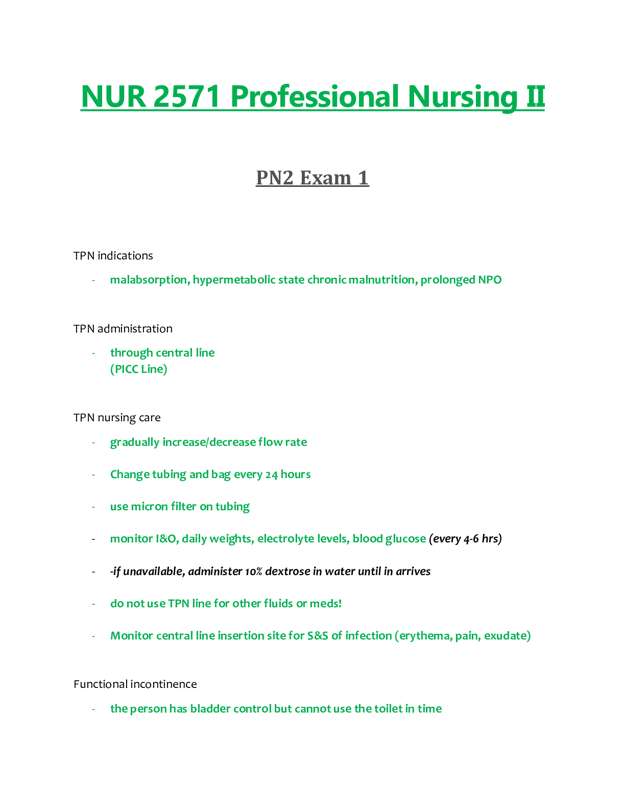 Preview image for NUR 2571 / NUR2571 Exam 1 Updated: Professional Nursing II / PN 2 - Rasmussen